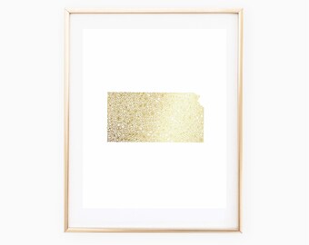 REAL GOLD FOIL Kansas State Floral 8x10 Print