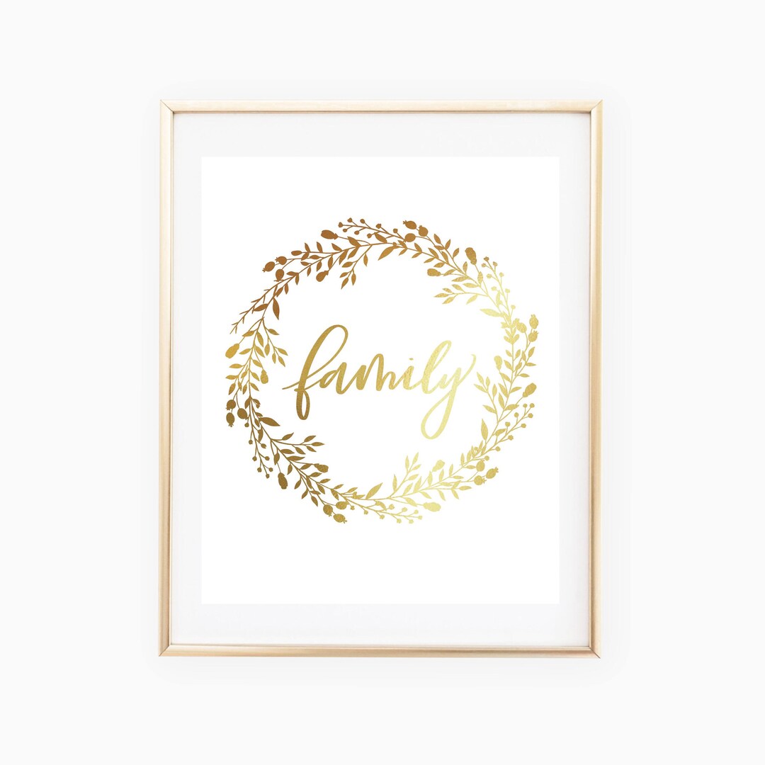 REAL GOLD FOIL Family Wreath // 8x10 Etsy