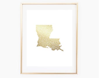 REAL GOLD FOIL Louisiana State Floral 8x10 Print
