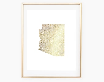 REAL GOLD FOIL Arizona State Floral 8x10 Print