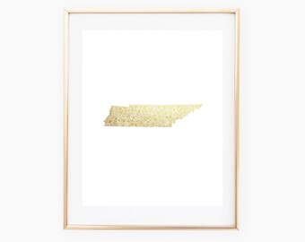 REAL GOLD FOIL Tennessee State Floral 8x10 Print
