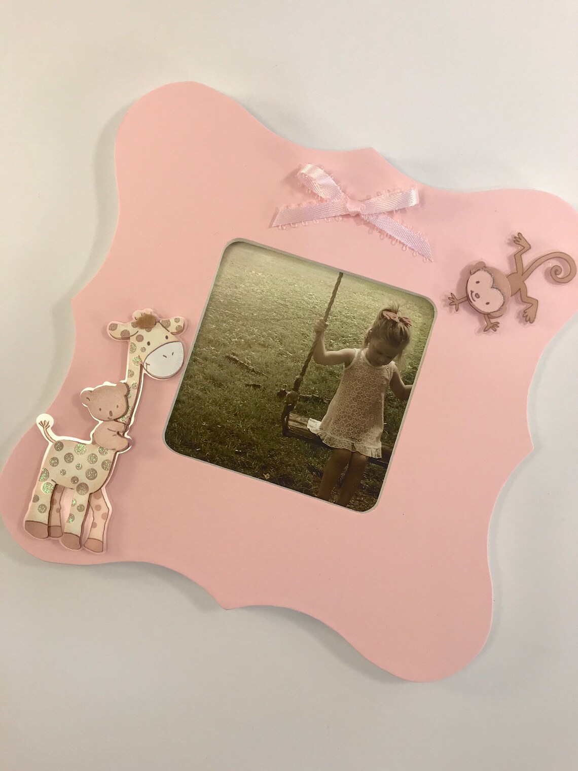 Baby Girls Pink Picture Frame Girls Zoo Animals Photo Frame Etsy