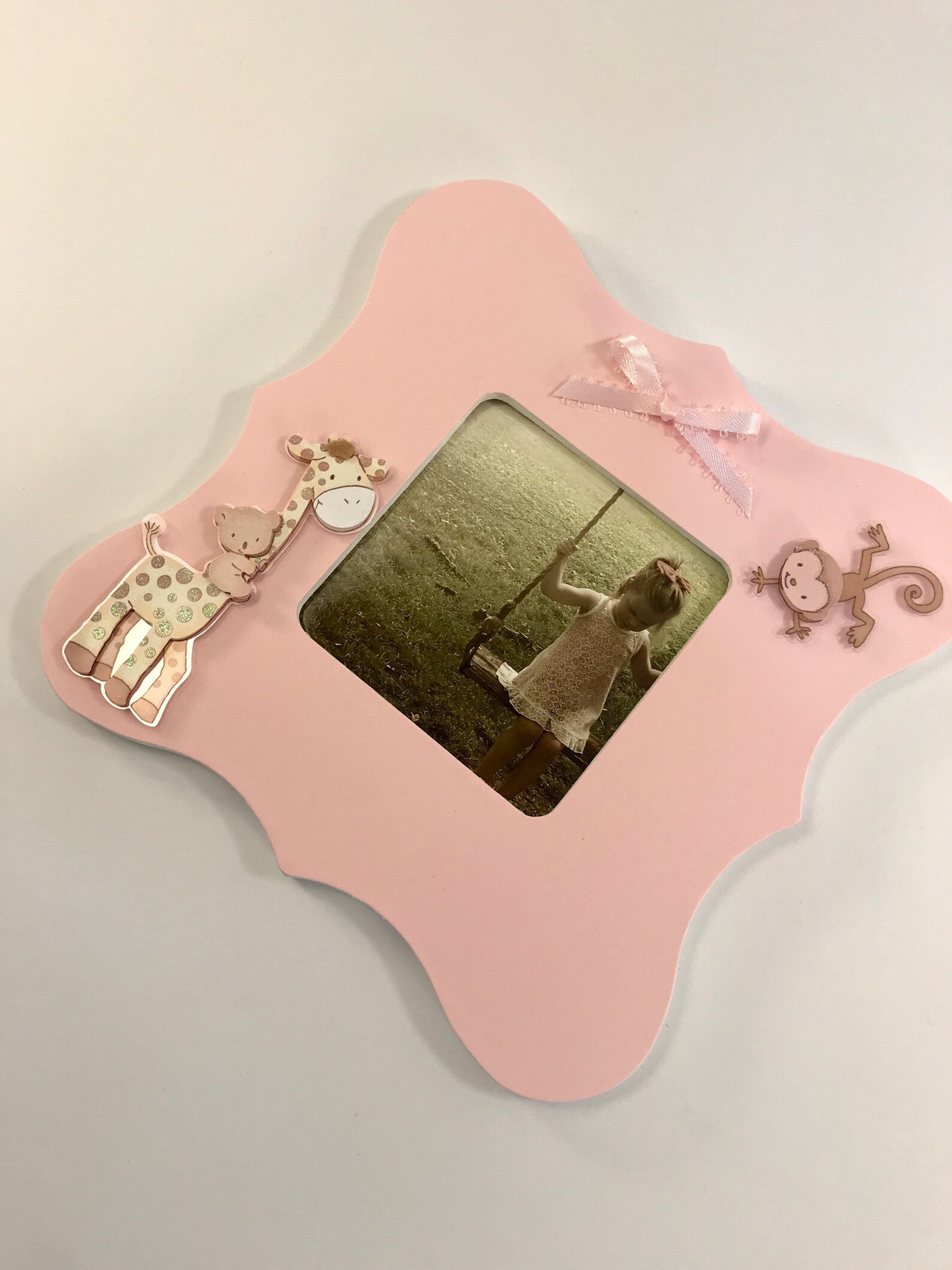 Baby Girls Pink Picture Frame Girls Zoo Animals Photo Frame Etsy