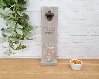 Cider Bottle Opener with Cap Catcher, Cider Lovers Gift, Fathers Day Gift for Men, Birthday Present for Husband, Home Bar Decor