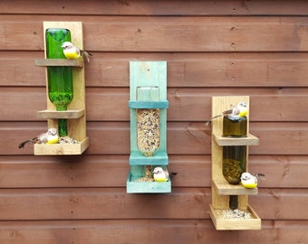 Upcycled Wine Bottle Bird feeder, Eco Friendly Gift, Bird Lovers Gift, Bird Feeder for Outdoor, Gardeners Gifts for Him, Bird Seed Feeder