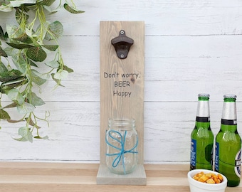 Dad Beer Gift, Birthday Present for Beer Lovers Gift, Man Cave Decor for Husband, Beer Bottle Opener with Catcher, Best Friend Birthday Gift