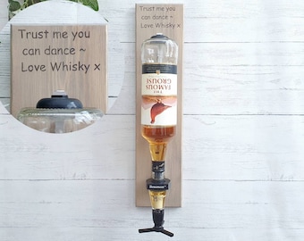 Whisky Gift for Husband, Wall Mounted Whisky Dispenser, Whiskey Optics for Home Bar, Grey Garden Bar Accessories, Brown Man Cave Decor