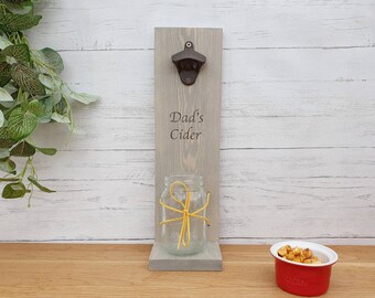 Bottle Opener With Cap Catcher, Birthday Present for Cider Loving Dad, Dad's Cider, Drinking Gift for Man Cave, Home Bar Accessories