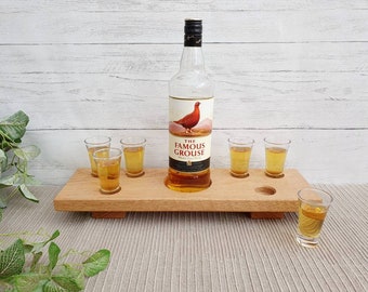 Shot Table for Whisky Lovers, Drink Display for Whiskey, 5 Year Anniversary Present for Husband, Wedding Present for Alcohol Lovers