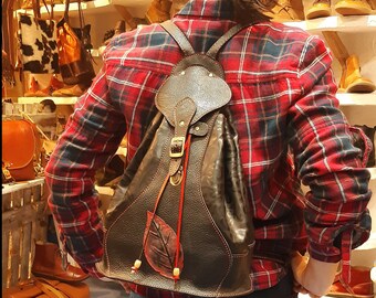 Lederrucksack, handgefertigter Rucksack, handbemalte Rucksäcke, made in Spain.