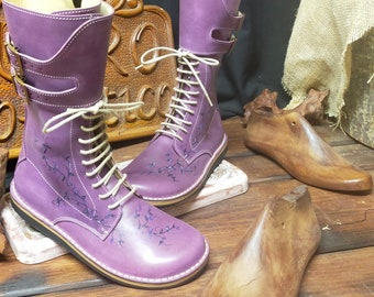 Breathable boot Respumoso, high boots with zip, handmade shoes, colorful boots, leather boots, hand-painted boots.