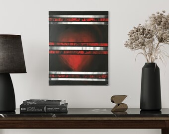 Read Between The Lines Part 1, Abstract acrylic heart painting, 16x20inch (40cmx50cm), Hand painted, Love black-red-white. MeToYouByUrlien