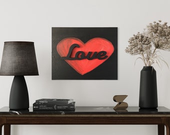 Lovely, Acrylic heart canvas painting, 16x20inch (40cmx50cm), Hand painted with wooden decorative letters. MeToYouByUrlien