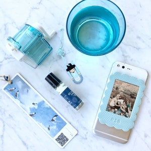 Fujifilm Instax Mini Picture Frame | Sticker and Magnet Dual Use Frames (2 blue frames)