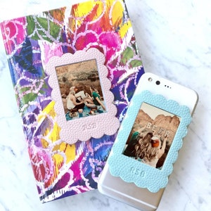 Fujifilm Instax Mini Picture Frame | Sticker and Magnet Dual Use Frames (1 pink +1 blue frame)