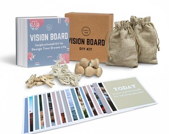 The Ultimate Vision Board Kit and Inspirational Gift | 100 Motivational Cards with 45 Complete Wall Decor Accessories