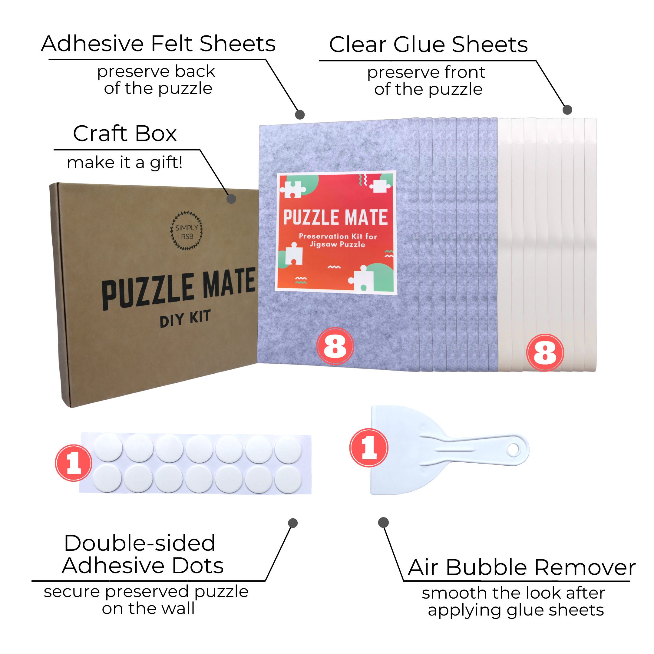 Jigsaw Puzzle Glue Sheets Kit 8 Puzzle Saver Sheets and 8 Etsy