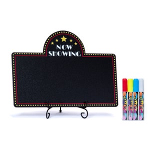 Movie Night Decorations, Movie Night Ideas, Family Activity | 1 Chalkboard + 1 Wood Stand | Date Night, Movie Night at Home