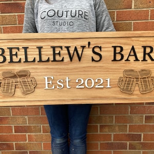 Oak Veneer Bar Sign - Personalised wooden beer sign