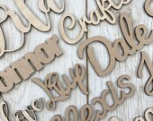 Any Font - Personalised wooden script name plaque sign - Words Letters MDF