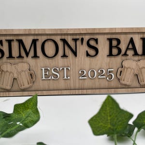 Eiche Furnier Bar Schild - Personalisiertes Bierschild aus Holz Bild 7