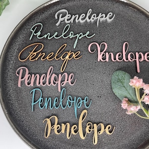 Noms de marque-place en bois pour mariage : décoration de table personnalisée image 2