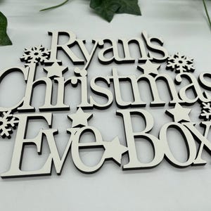 Personalised Wooden Christmas Eve Box topper - Painted, Glitter or plain
