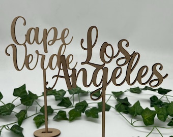 Personalised Wooden Wedding Table names: Centerpiece Sign