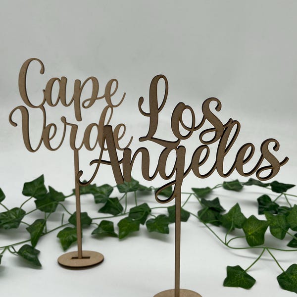 Personalised Wooden Wedding Table names: Centerpiece Sign