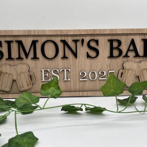 Eiche Furnier Bar Schild - Personalisiertes Bierschild aus Holz Bild 3