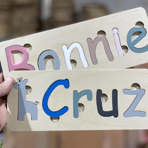 Rompecabezas de madera personalizado con nombre: letras acrílicas no tóxicas, juguete educativo imagen 2