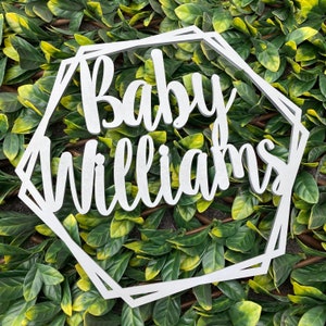 Namens-Hoop Hexagon aus Holz - Kinderzimmer, Party, Taufe - Blumenwand Hula Hoop