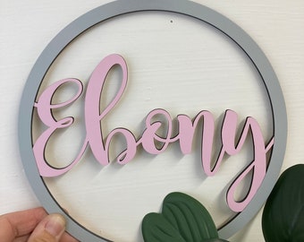 Personalised Wooden name hoop wreath - 2 Colours - Any name and colour