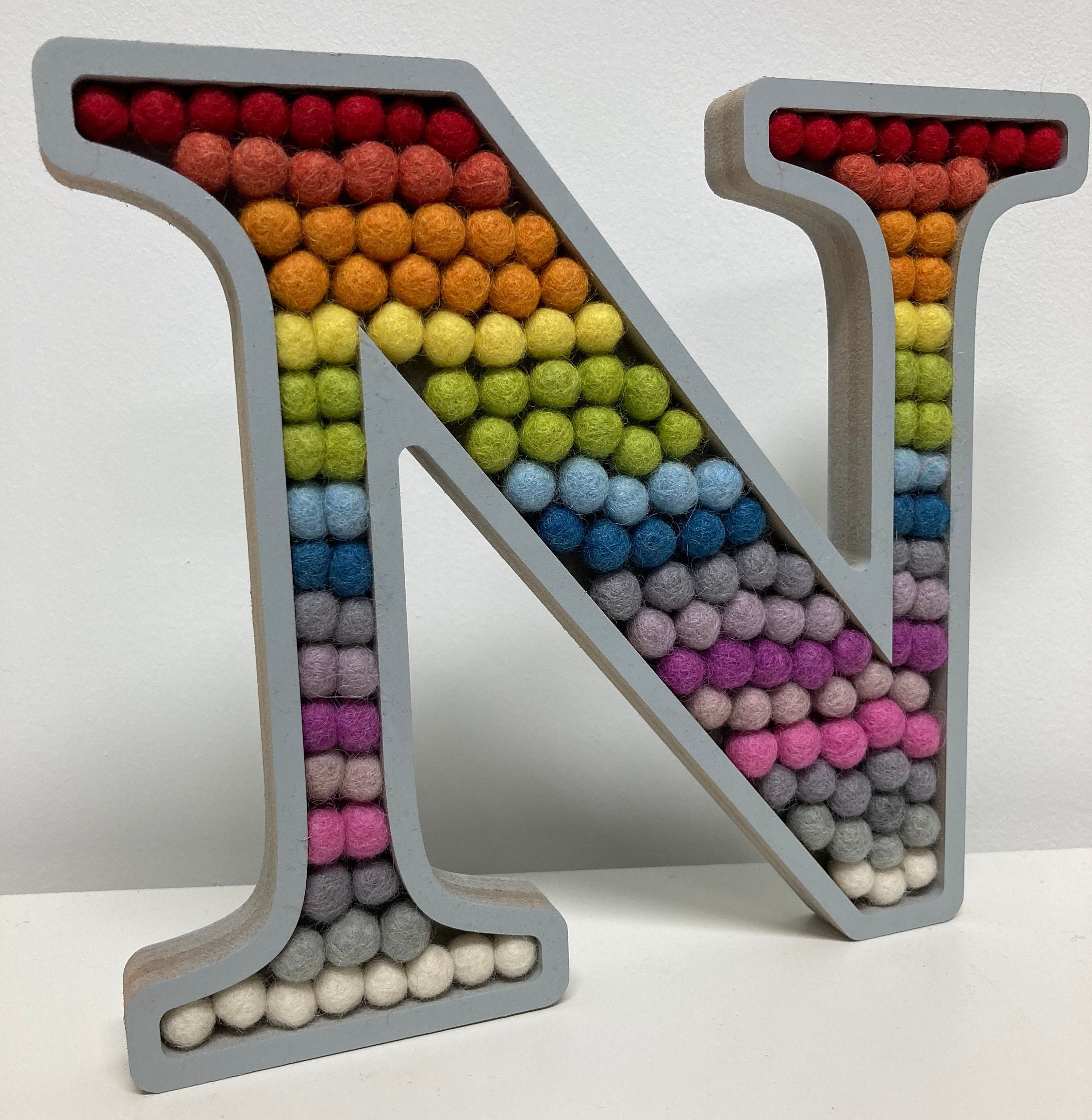 40cm Fillable Letters, Symbols or Numbers. Personalised & Made to Order  With Felt Ball Pom Poms for Bedroom and Home Decoration 
