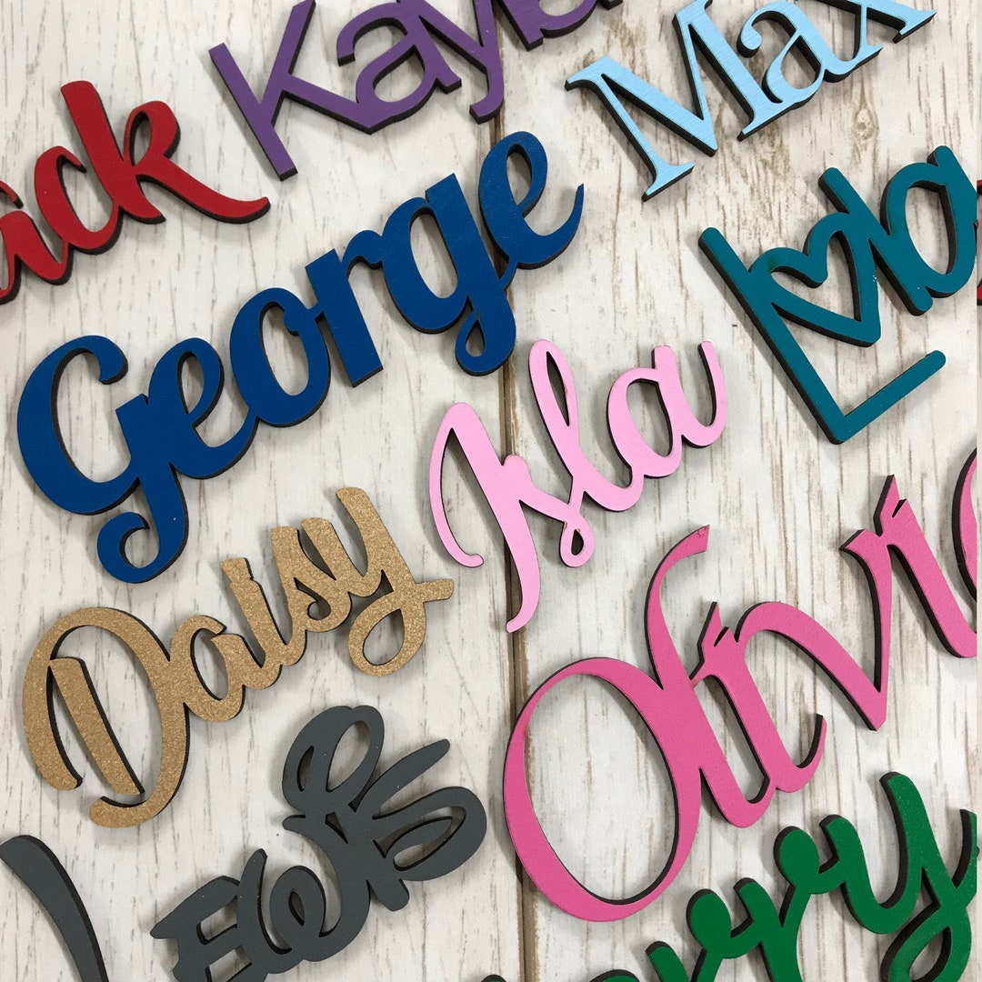 Painted Wooden Name Sign - Personalised Words Letters MDF - Any Font ...