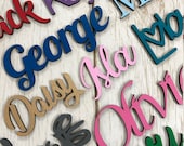 Personalised wooden script name word plaque sign - Words Letters MDF - Any font and colour