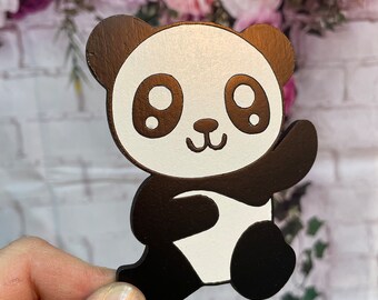 Painted wooden panda shape - toy box shapes, painted characters, kids bedroom nursery, backdrops