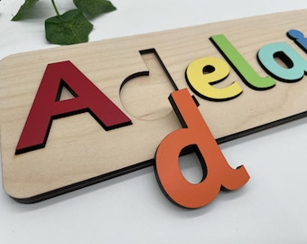 Personalised Wooden Name Puzzle: Chunky MDF Letters, Learning Toy