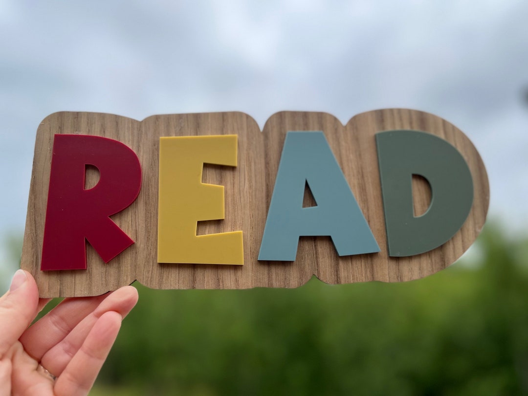 Read Sign Acrylic & Wood Book Case Reading Corner Bedroom Decorative ...