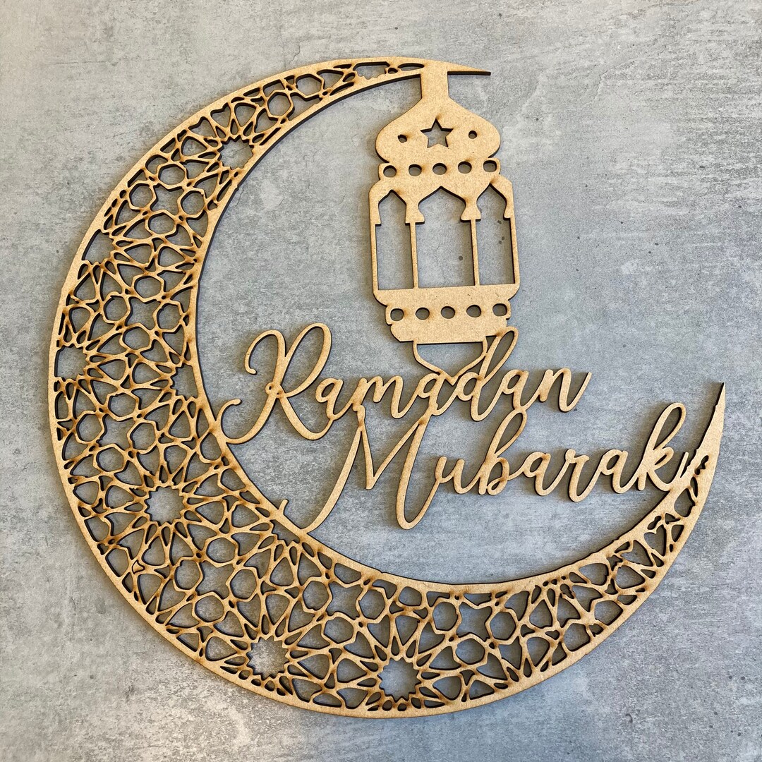 ramadan mubarak wood sign