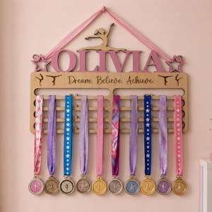 Personalised medal holder: Gymnastics, running, swimming