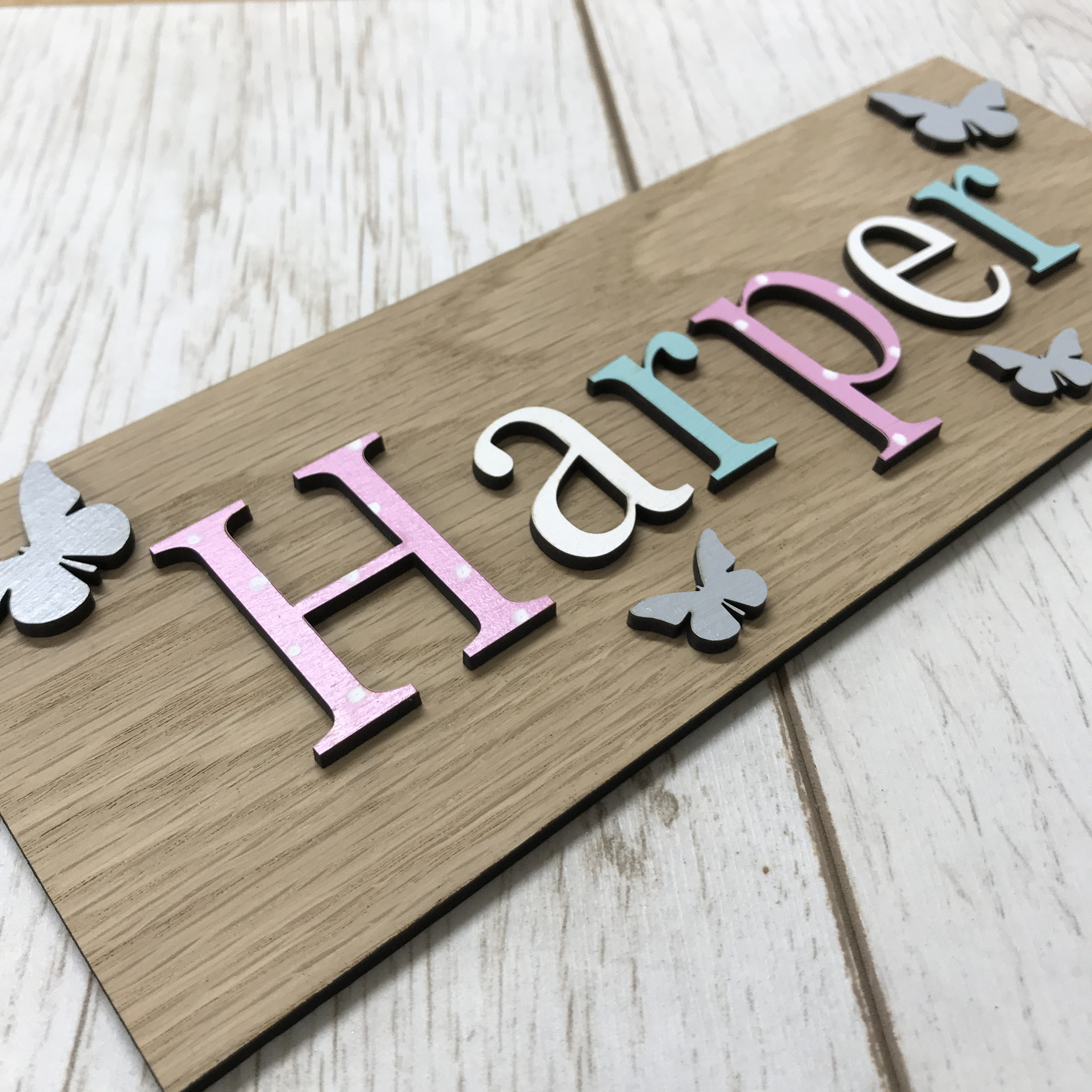 ANY NAME & COLOUR Personalised wooden Name plaque Oak Veneer Etsy