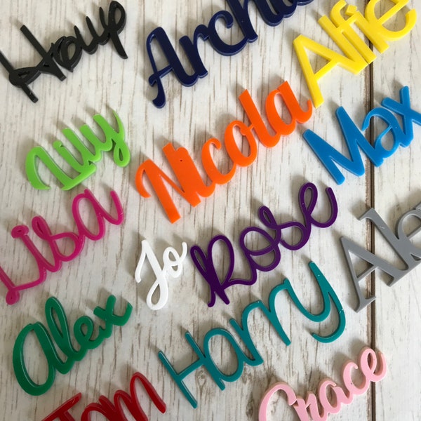 Personalised acrylic script name word plaque sign - Words Letters Plastic Perspex - ANY NAME & FONT