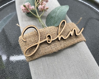 Personalised Wooden wedding Place Setting names : Party Table Decor