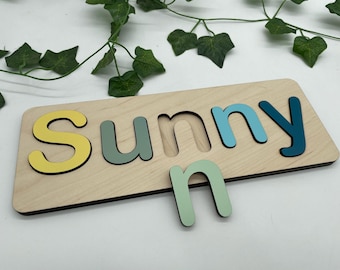 Personalised Wooden Name Puzzle: Chunky Painted jigsaw Learning Toy