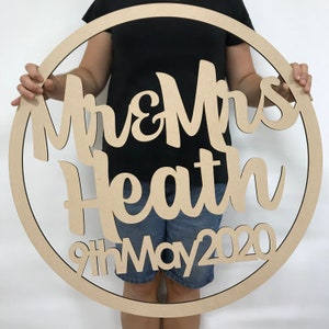 Personalised Wedding Name Hoop Wreath - Mr & Mrs