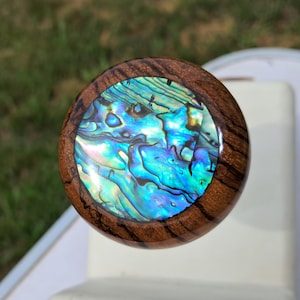 Custom Handmade Stick shift knob, Abalone Shell, Solid ZebraWood Knob, Auto or manual trans shifter, (need,your,vehicle,year,make,trans)