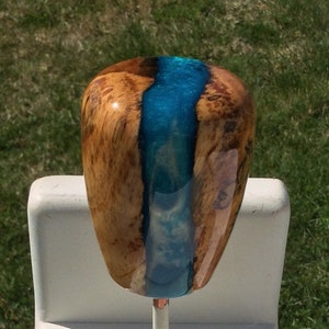 Custom Handmade Stick shift knobs,Solid Spalted Maple Wood, river waterfall resin knob #469_02