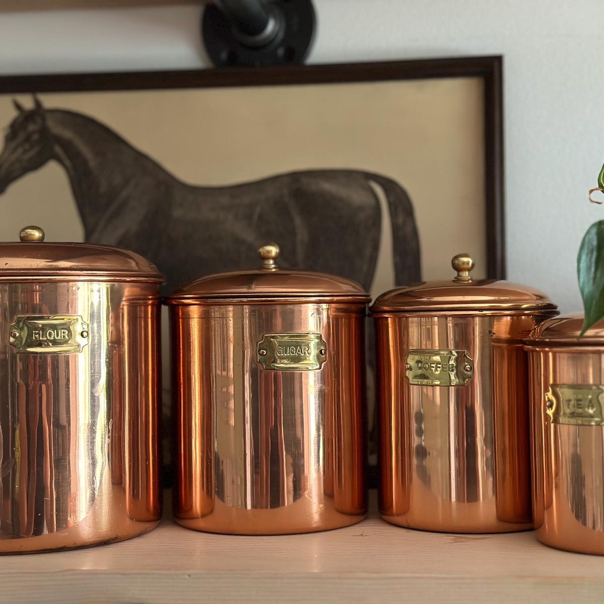 Vintage Kitchen Nesting Copper Canisters Set – Rustic Storage Jars for Coffee, Tea & Flour, Antique Style Pantry Containers - Etsy