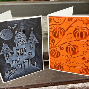 2er Set Grußkarte Halloween, Herbst, Faltkarte, Karte Din A6 mit Umschlag